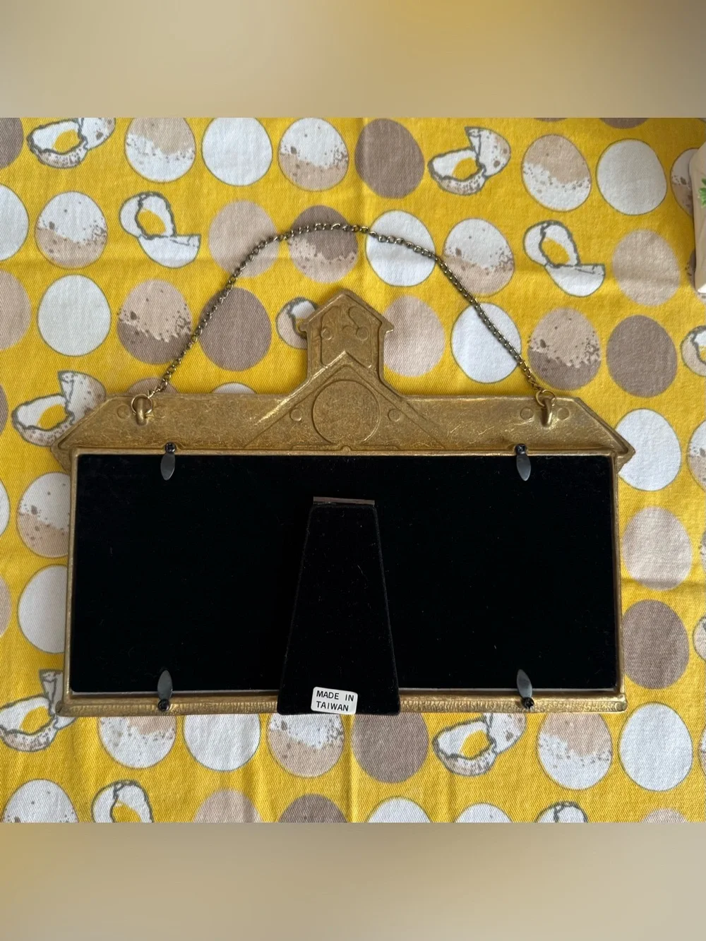 Vintage brassy School Days hanging picture frame